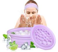 Ice Face Bowl - Ciotola pieghevole in silicone con raffreddamento rapido integrato, per viso, bagno e gonfiore, lenisce la pelle, accessori da bagno, casa e viaggi (viola)