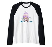 Ice Fishing Gnomie with Wool Hat Cute Family Christmas GNOME Maglia con Maniche Raglan