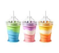 Ice Mold Bottle - Foldable Coffee Drinking Container, Straw Lid Beverage Holder, Ice Sphere Maker Cup Chilling Refreshment Solution, Portable Hydration Drinkware Vessel | For Home Office Dorm Room