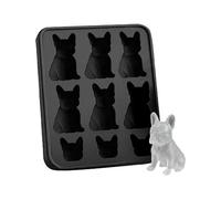 Ice Mold, French Bulldog silicone vassoio 3d 9 Cavity Mold, Non Stick, Food Grade Silicone, Black Single Tray, Great for Whiskey Home Party and Restaurant Use