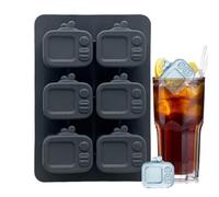 Ice Mold, Ice Tray, 5.3x4.33x0.79 Inches Easy Release Molds Television Shape Silicone 6 Cavity Leak Proof Tool with Lid, Kitchen Tools for Beverage Making, Hot Weather and Home Use