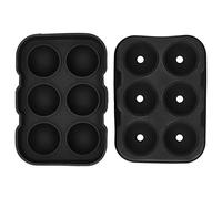 Ice Mold Silicone Ice Ball Maker 6 Cavity DIY Ice Cubes Tray for Cocktail Bar Party Home Use Black 18.5x13x5cm