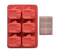 Ice Mold, Silicone Maker, TV Shaped 6 Cavity with Lid for Creative Drink Prep, Reusable Accessory for Wine, Whiskey, Juice, and Cocktails, Home, Restaurant, Baking 6.3x4.33x0.79 in