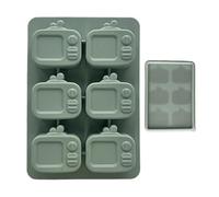 Ice Mold, Silicone Maker, TV Shaped 6 Cavity with Lid for Creative Drink Prep, Reusable Accessory for Wine, Whiskey, Juice, and Cocktails, Home, Restaurant, Baking 6.3x4.33x0.79 in