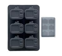 Ice Mold Tray, TV-Shaped Silicone, 6-Cavity Ice Maker, Lidded Reusable Design, Food-Grade Flexible Build, Perfect for Wine Whiskey Juice Cocktails Home Restaurant RV