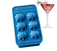 Ice Molds Silicone, 6-Cavity Pygmy Hippo Tray, 3D Freezer Mould, Flexible Maker with Non-Stick and Easy Release Design, Creative Mold for Bar Whisky Cocktails Party Drinks Fridge Hippo Lovers