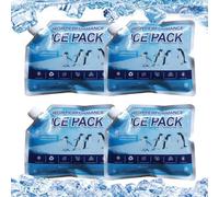 Ice Packs for Lunch Boxes, 4 Pieces Freezer Packs, Reusable Leakproof Portable Cooling Accessories, Fishing Camping Picnic Travel Beach Outdoor School Office Work Cooler Bags, Blue