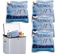 Ice Packs, Freezer Blocks, Cooler Pads, Leakproof Reusable Gel Design, Long-Lasting Cold Retention, Camping Travel Fishing Lunch Use, 7.48x6.3 and 9.84x9.84 Inches, Blue, 4 Pack