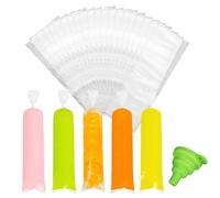 Ice Pop Freezer Tubes | Funnel Included For Smoothies & Ice Candy | Bags | Reusable Ice Pop Sleeves | Leakproof Ice Tubes | Summer Snack Storage For Kids & Adults