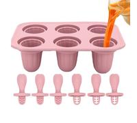 Ice Pop Molds, Reusable 6 Grid Freezer Cake Pop Tray, 4,72 x 3,94 x 3,19 Inches Easy Release Silicone Food Molder for Dessert Homemade, Lollipops, Jelly, Desserts, Icecream