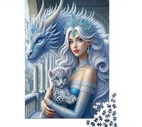 Ice Queen Dragon Puzzle in Pezzi Snow Leopard Cub 1000 Pezzi Carta Riciclata Per Adulti Puzzle Divertente E Stimolante Gioco Familiare Ottima Idea Regalo 70x50cm/1000pcs