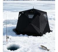 Ice Shanty, Tenda Da Pesca Sul Ghiaccio Isolata, Riparo Da Pesca a 6 Lati Da 7 Mq per 6-10 Persone, Baracca Pop-Up Ice Shanty, Rifugio Invernale Antivento Snow Hub Con Borsa per Il Trasporto Black