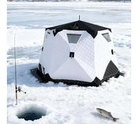 Ice Shanty, Tenda Da Pesca Sul Ghiaccio Isolata, Riparo Da Pesca a 6 Lati Da 7 Mq per 6-10 Persone, Baracca Pop-Up Ice Shanty, Rifugio Invernale Antivento Snow Hub Con Borsa per Il Trasporto White