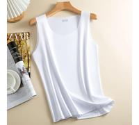 Ice Silk - Canottiera da donna senza maniche, ad asciugatura rapida, senza tracce, vestibilità larga, per l'estate, casual, da indossare tutti i giorni, per le vacanze, rosa (L bianco)