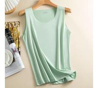 Ice Silk - Canottiera senza maniche da donna, senza maniche, senza tracce, per sport, per vacanze estive, vacanze, abbigliamento casual, blu (XL verde)
