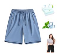 Ice Silk Cooling Shorts for Women, Women's Ice Silk Quick Drying Stretch Shorts, Ice Active Shortss Women (Misty Blue,M)