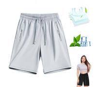 Ice Silk Cooling Shorts for Women, Women's Ice Silk Quick Drying Stretch Shorts, Ice Active Shortss Women (Light Gray,M)