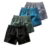 Ice Silk Quick-Dry Athletic Gym Shorts 4-Piece Pack, Lightweight 3 inch Running Shorts Men - Unrestricted Breathable Comfort (4PCS-B)