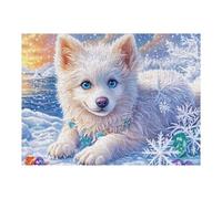 Ice Snow Samoyed Pup Puzzle 500 Pezzi Difficoltà Estrema Cartone Spesso Tema Monocromatico Per Appassionati Di Puzzle Antistrappo Non Sbiadisce Top Vendita 500 PCS