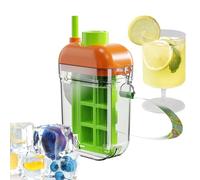 Ice Tray Bottle, 2-in-1 Ice Maker Bottle With Lid Bin And Straw, Reusable Water Cup With Easy Release Mold, Perfect For Coffee Juice Tea Drinks, Portable Freezer Kitchen Accessory