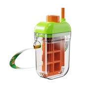 Ice Tray Bottle, Iced Maker Cup with Lid and Bin, 6.88 in Portable Reusable Water Cup, Versatile Drinking Moulds, Easy Release Mold for Coffee, Juice, Beverage, Home, Office Use