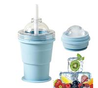 Ice Tray Bottle With Straw - Foldable Iced Drink Making