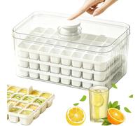 Ice Tray With Bin, 3 Tier 96 Cube Press Release Ice Maker With Lid