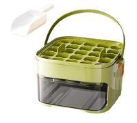 Ice Tray With Bin - Press Type Icy Block Maker With Lid, Easy Release Silicone Mold, Stackable Cube Tray | For Beverage Coffee Whiskey Home Apartment Dormitory Kitchen Camping Party