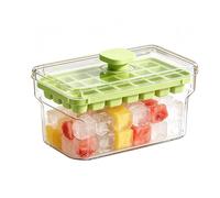 Ice Trays For Freezer - Ice Trays For Freezer With Lid | 34 Grids Withs Lids And Bin Reusable | Reusable Easy Release Stackable 34 Grids,Ices Maker Mold With Scoop - F0r Whiskey, Cocktail, Beer