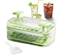 Ice Trays For Freezer With Lid - Silicone Maker Set | Large Capacity Tray Press To Release Mold With Scoop For Whiskey Coffee Juice Wine Kitchen