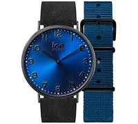 Ice-Watch CITY Durham Orologio Nero Unisex con Cinturino in Pelle i Cinturino Addizionale in Nylon, 001364 (Medium)