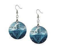 Icebergs and Polar Bears Orecchini in legno per le donne pendenti pendenti pendenti orecchini alla moda gioielli 3,0 x 6,1 cm