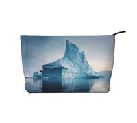 icebergs - Borsa cosmetica da donna in velluto a coste, con cerniera, portatile, adatta per viaggi e conservazione quotidiana di cosmetici,