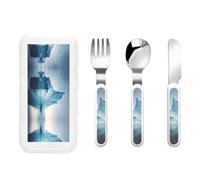 icebergs Stoviglie per bambini set da 3 pezzi, coltello, forchetta e cucchiaio posate riutilizzabili, stoviglie portatili per la protezione degli alimenti per bambini