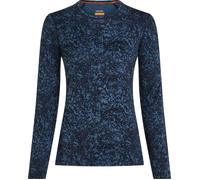 Icebreaker - Base layers in lana merino - W Merino 200 Oasis LS Crewe Moss Bloom AOP Midnight Navy Dawn Aop - Taglia S - Blu navy