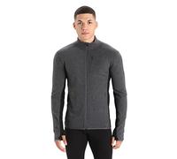 icebreaker Descender - Maglia a Maniche Lunghe Jet, 1/2 Zip, Colore: Nero/Grigio, MD