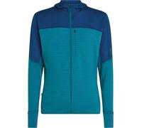 Icebreaker - Pile caldo e tecnico - M Merino Blend 300 RealFleece Descender LS Zip Hoodie Tpz/Atlnts/Cb per Uomo in Cotone - Taglia L - Blu