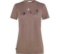 Icebreaker - T-shirt da trekking in lana merino leggera e traspirante - W Merino 150 Tech Lite SS Tee Bird Transit Porcini per Donne - Taglia L - Marrone
