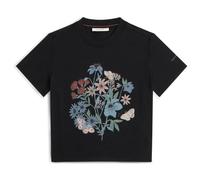 Icebreaker Merino 150 Tech Lite Crop Nz Flora Short Sleeve T-shirt Nero M Donna