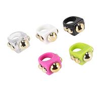 ICECHEN 5 anelli in plastica acrilica, stile Y2K, stile retrò, per bambini, carini e colorati, per donne, resina e acrilico