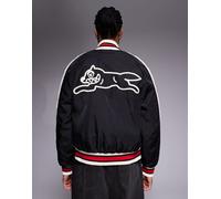 ICECREAM - Giacca bomber in raso nera con cane che corre-Nero S