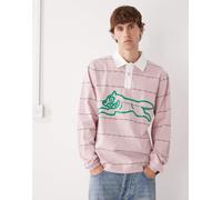 ICECREAM - Polo stile rugby rosa chiaro con cane che corre e filo spinato L