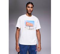 ICECREAM - T-shirt bianca con cartellone pubblicitario-Bianco S