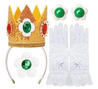 ICECUTE Kit di Accessori per coroncina da Principessa con Margherita, 4 Pezzi, con Corona, Spilla, orecchino/Guanto, Accessori per Vestire Margherite da Donna