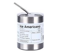 Iced Americano Mug | Bicchiere in acciaio inox con isolamento sottovuoto | Tazza da caffè portatile a doppia parete con cannuccia riutilizzabile | Mantiene caldo e freddo più a lungo rispettoso