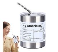 Iced Americano Tumbler | Bicchiere da caffè con coperchio sottovuoto 320 ml in acciaio inox da viaggio per spiaggia, viaggi