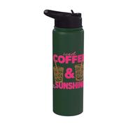 Iced Coffee and Sunshine All Day Every Day Summer Funny Meme Stainless Steel Insulated Water Bottle