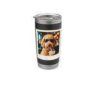 Iced Coffee Doodle Pup Morning Cafe Brew Beverage Boba Tea Bicchiere termico in acciaio inox doppia parete