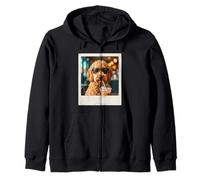 Iced Coffee Doodle Pup Morning Cafe Brew Beverage Boba Tea Felpa con Cappuccio
