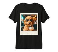 Iced Coffee Doodle Pup Morning Cafe Brew Beverage Boba Tea Maglietta Premium